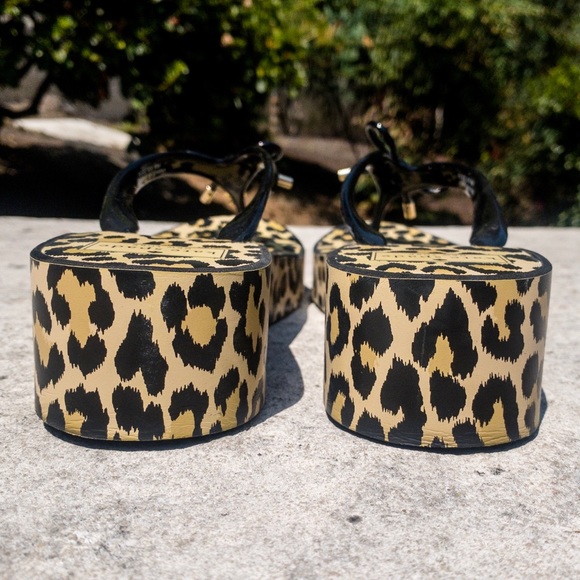 Kate Spade Cheetah Platform Sandals Black/Yellow - Picture 4 of 6